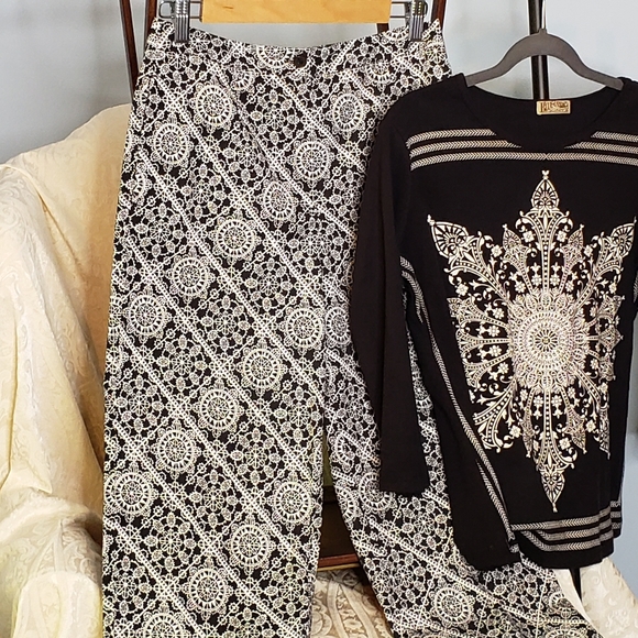 Talbots vintage stretch cropped pants tile/lace print EUC - Picture 9 of 10